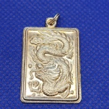 Chinese/Japanese good luck sterling silver pendant antique 1920s era rare find