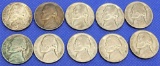 10 silver war nickels all silver coins full dates nice lot