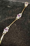 DBJ Amethyst and Spinel 14k Gold Plated Bracelet