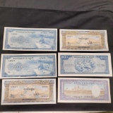 Cambodian Bank Notes 6 notes