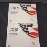 2 2015 United States Mint Annual Uncirculated Dollar coin set contains 2 American Eagles