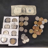 Grannies Coin purse Silver Certificate US and foreign coins