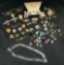 Assorted Costume Jewelry. Bling Ear Rings, Fancy Cufflinks, Necklaces, More