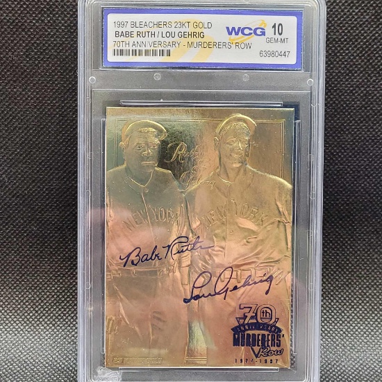 WCG 10 1997 Bleachers 23kt gold Babe Ruth Lou Gehrig baseball card