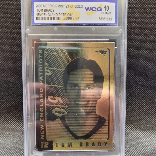 WCG 10 2003 Merrick mint 23kt gold Tom Brady football card