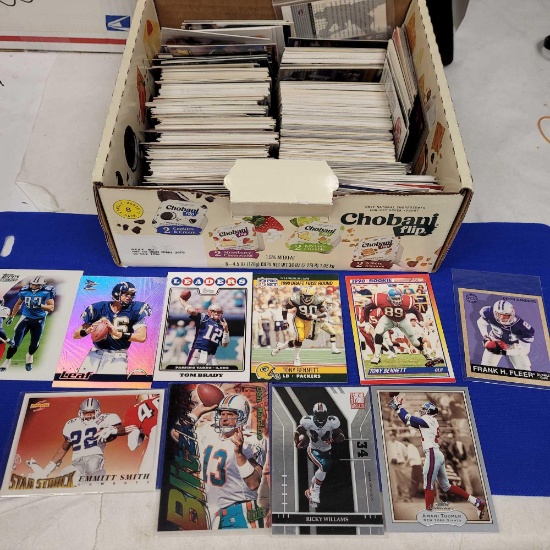 box of football cards 1990-2000s