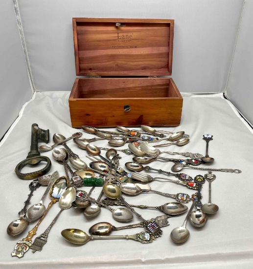 Wooden Chest with Silver Spoons and Assorted Silver Peka 800, Antiko 800, Beograd, B&B, More