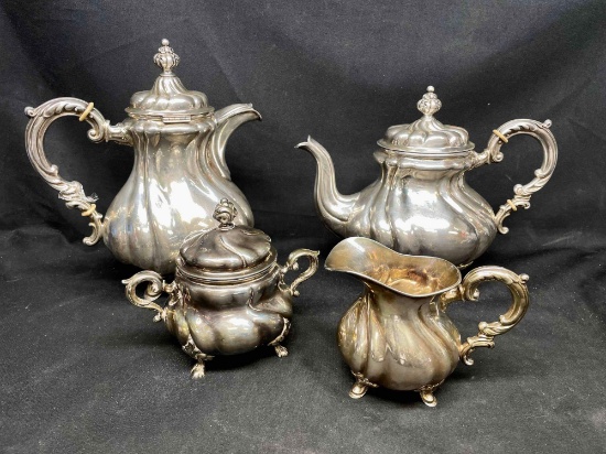 Sterling Silver Kitchenware. Teapots, Sugar Bowl, Pitcher Wilkens 4lb 3oz