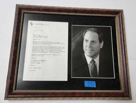 Michael Eisner framed signed photo with Document