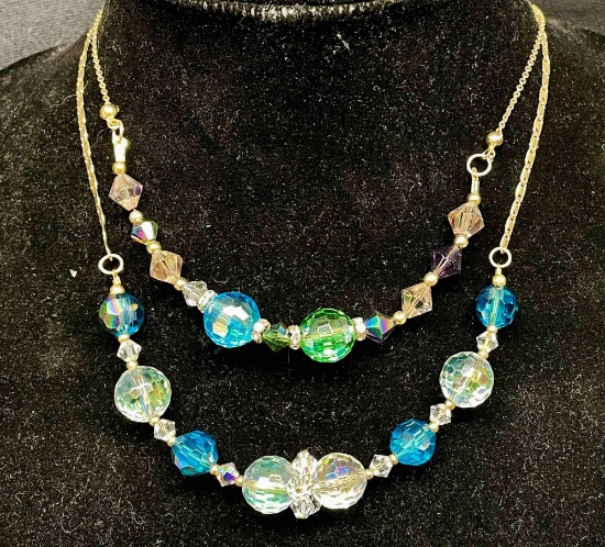 Set of Gold Glittery Bead Necklaces. Marked 18k. Non Magnetic