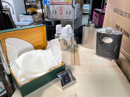 Cases Full of Canteens Flasks, and Canteen Shaped Devonshire Watch