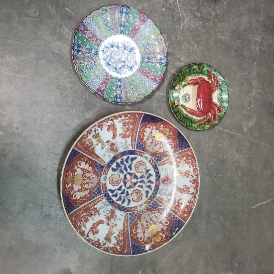large Japanese platter medium platter and decor plate made in Portugal