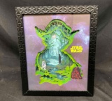 Star Wars Yoda Light Up Hand Made Layer Cut Shadowbox Art.