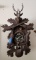 Black Forest Hand Carved Staghorn Deer cuckoo Clock Germany