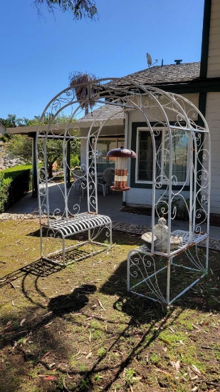 Large metal sitting gazebo bird feeder and statue