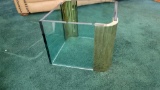 Glass w goldtone coffee table