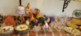 Roosters figures plates Tiffany Champage flutes