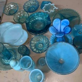 Vintage Blue Milk Glass and Aqua Color Goodwill Location