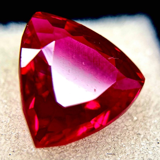 7.93ct Monster Trillion Cut Ruby Exquisite Red Silky Smooth