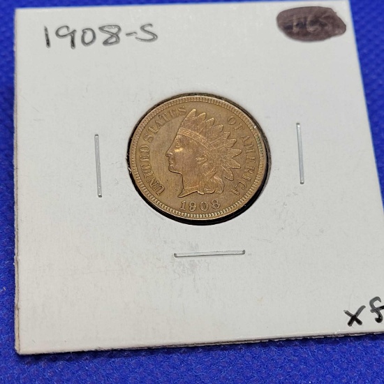 Rare Key Date 1908-S Indian Head Cent Extra Fine Plus