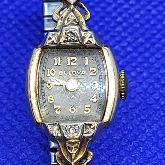Bulova 14k Gold Diamond Woman Watch