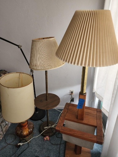 Vintage Mid Century Lamps Colored Glass etc. 4 units