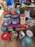 Christmas lot tins wrapping paper lights tags etc.