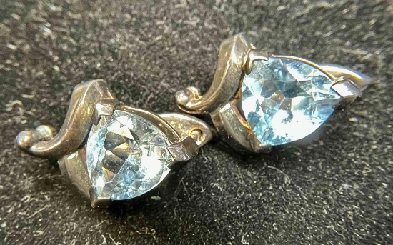 Topaz Earrings Non Magnetic, May be Silver