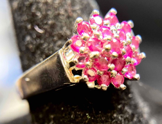 Ruby Cluster 925 Ring. Non Magnetic