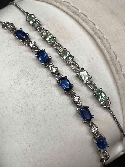 Blue Topaz and Aqua Gemstone Bracelets. Non Magnetic.