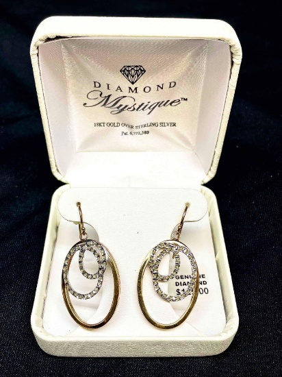 Diamond Mystique 18k Gold over Sterling Silver Earrings