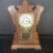 Vintage Wooden Clock, Painted Glass