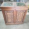 Vintage Carved Wood Chinese Themed Liquor Cabinet on Wheels