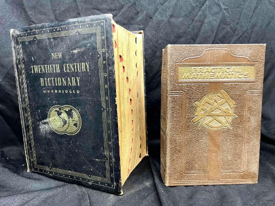 Old Vintage Books 1940s Practical Mathematics, Twentieth Century Dictionary