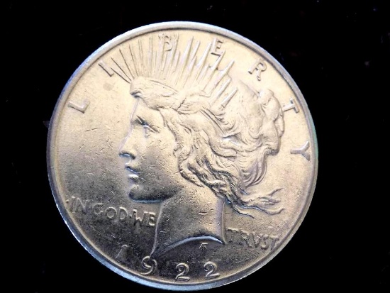 Peace Silver Dollar 1922 S Frosty Bu+++ Key Better Date