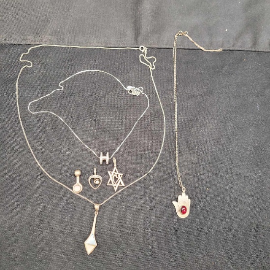 3 Necklaces And 3 Pendant 925 Silver