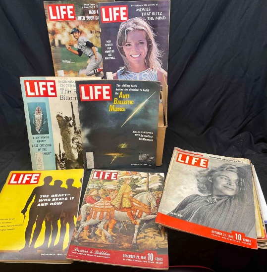 Box of Old Vintage Life Magazines. 1940s-1960s