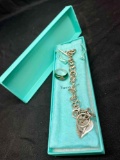 Tiffany n Co Charm Bracelet. Sterling Spinel Ring