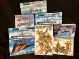 Tamiya, Trumpeter, Academy Military Model Kits. Soldiers, Warplanes, Warships