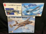 Revell, Tamiya, AMT Model Aircraft. Chance Vought F4U-1 Corsair, B-25J Mitchell, Mitsubishi A6M2b