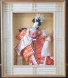 Framed Geisha Doll Asian Art Shadow Box