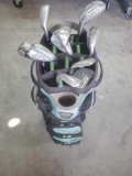 Set of Adams irons with Sun Mountain golf bag