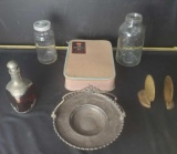 1867 Silver-Plate Basket Vintage Lab Tech. Set Bookends Decanter Milk Jar