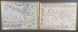 2 Framed Vintage Maps