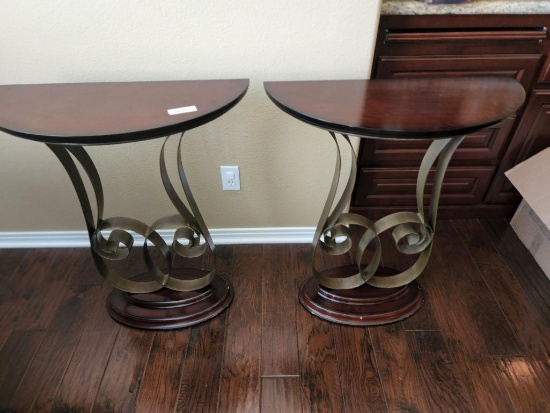 Two End Tables half circle 32in tall
