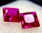 Pair of Square Cut Bright Red Ruby Gemstones 1.5ct Combined