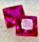 Pair of Square Cut Bright Red Ruby Gemstones 1.5ct Combined