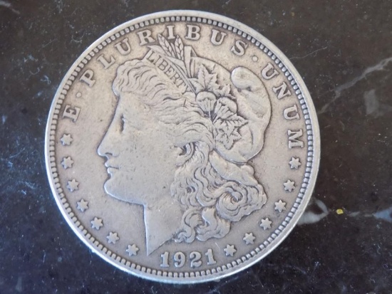 Morgan silver dollar 1921 d au+ rare better date