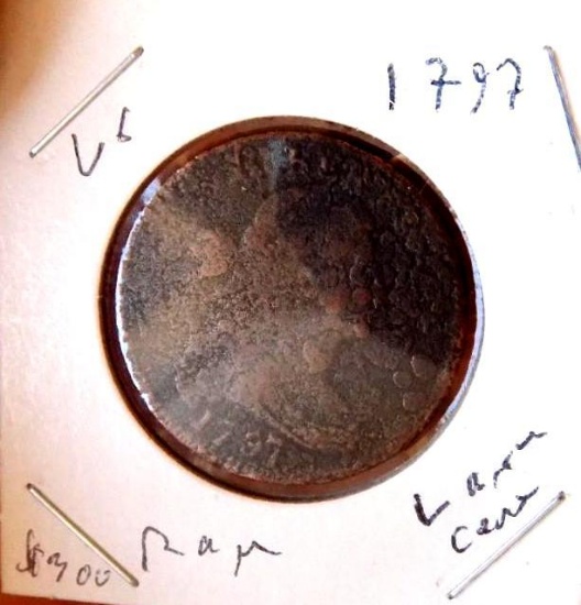 1797 large cent mega rare coin full date early copper $$$ wow coin impossible find