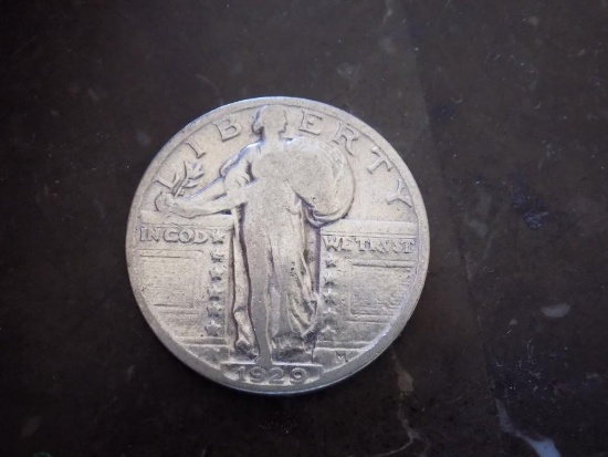 standing liberty quarter high grade 1929 au++ nice coin
